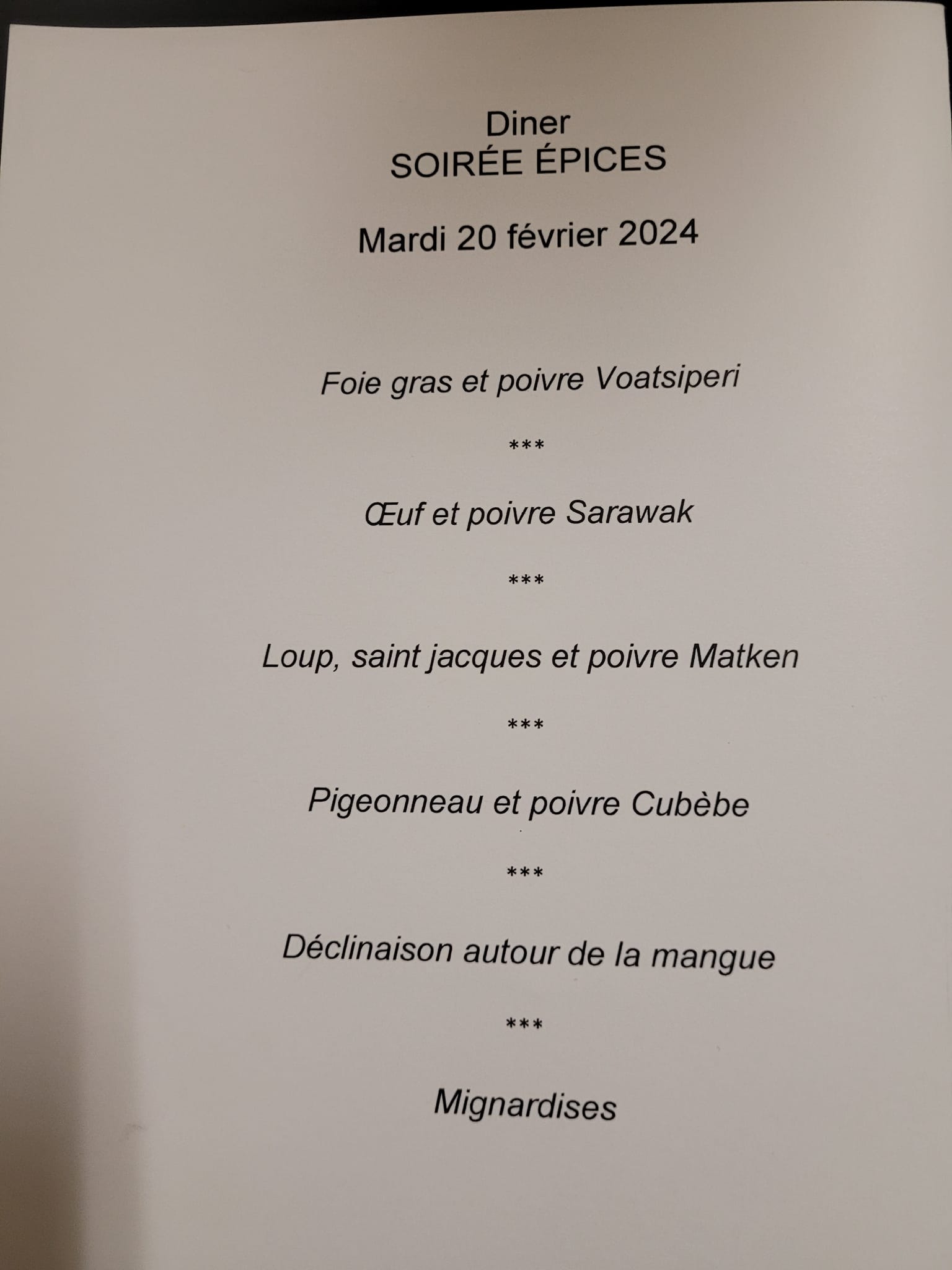 le menu